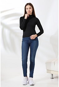 21728 KADIN MİKROPOLY UZUN KOL YARIM BALIKCI YAKA BADY 