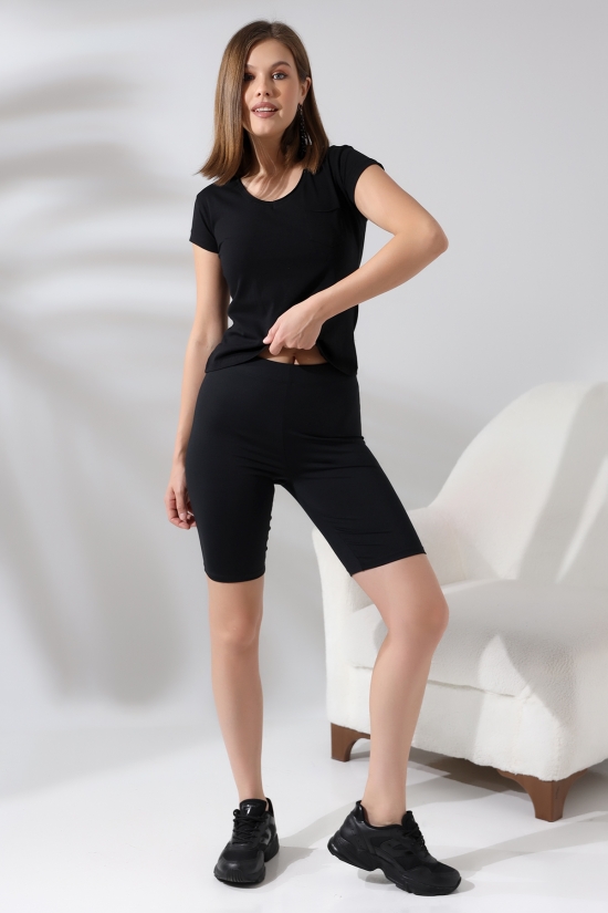 21065 BAYAN KISA KOL CEPLİ LYC PİS V YAKA BADY 