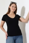 22175 KADIN TULUM V YAKA FULL LYC VORTVİSK KISA KOL TSHIRT 