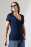 22175 KADIN TULUM V YAKA FULL LYC VORTVİSK KISA KOL TSHIRT 