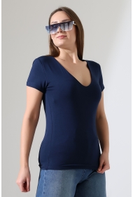 22175 KADIN TULUM V YAKA FULL LYC VORTVİSK KISA KOL TSHIRT 