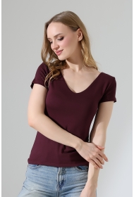 22175 KADIN TULUM V YAKA FULL LYC VORTVİSK KISA KOL TSHIRT 