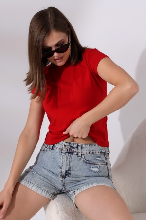 21060  KADIN KISA KOL BİSİKLET YAKA BADY 