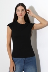 22309  KADIN MİNİMAL KISA KOL İNCE PAMUKLU BİSİKLET YAKA TSHIRT 