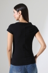 22309  KADIN MİNİMAL KISA KOL İNCE PAMUKLU BİSİKLET YAKA TSHIRT 