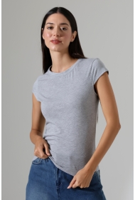 22309  KADIN MİNİMAL KISA KOL İNCE PAMUKLU BİSİKLET YAKA TSHIRT 