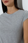 22309  KADIN MİNİMAL KISA KOL İNCE PAMUKLU BİSİKLET YAKA TSHIRT 