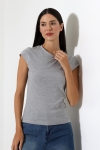 22309  KADIN MİNİMAL KISA KOL İNCE PAMUKLU BİSİKLET YAKA TSHIRT 