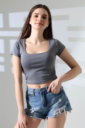 21804  KADIN KISA KOL FULL LYC RİB KOMPAKT PENYE TULUM  KARE YAKA T-SHIRT 21804  KADIN KISA KOL FULL LYC RİB KOMPAKT PENYE TULUM  KARE YAKA T-SHIRT