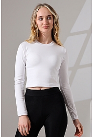 21651 KADIN FULL LYC KOMPAKT PENYE RİB UZUN KOL DİK BİSİKLET YAKA TSHIRT 