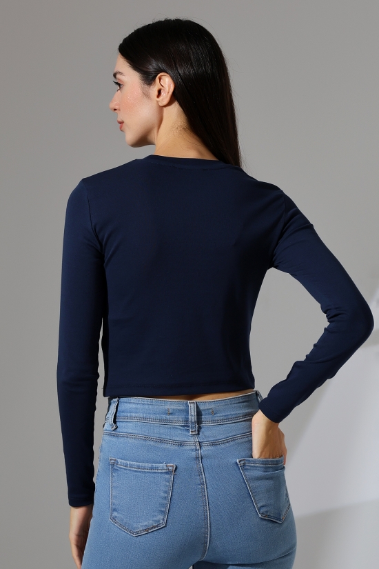 21651 KADIN FULL LYC COMPACK PENYE RİB UZUN KOL DİK BİSİKLET YAKA TSHIRT 