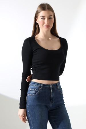 21946 KADIN FULL LYC COMP PENYE RİB UZUN KOL OVAL YAKASI TIRN LAST.DANTEL YAKA TSHIRT 21946 KADIN FULL LYC COMP PENYE RİB UZUN KOL OVAL YAKASI TIRN LAST.DANTEL YAKA TSHIRT
