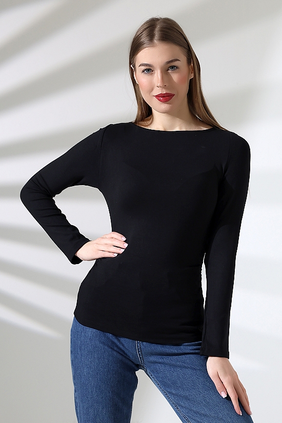 21951 KADIN KAYIK YAKA YANLARI LAST BÜZGÜLÜ FULL LYC VORTVİSK RİBANA UZUN KOL TSHIRT 