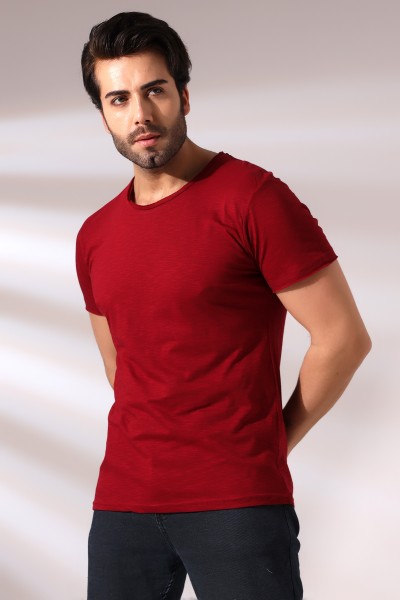 19959 ERKEK KISA KOL BİSİKLET YAKA PİS DİKİMLİ FLAMLI TSHIRT 