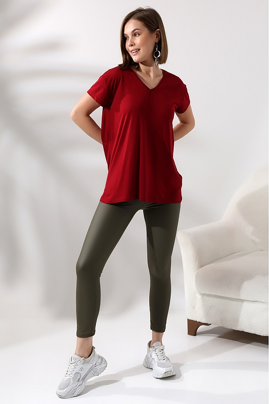 19410 KADIN KISA KOL SALAŞ V YAKA VSK TSHIRT