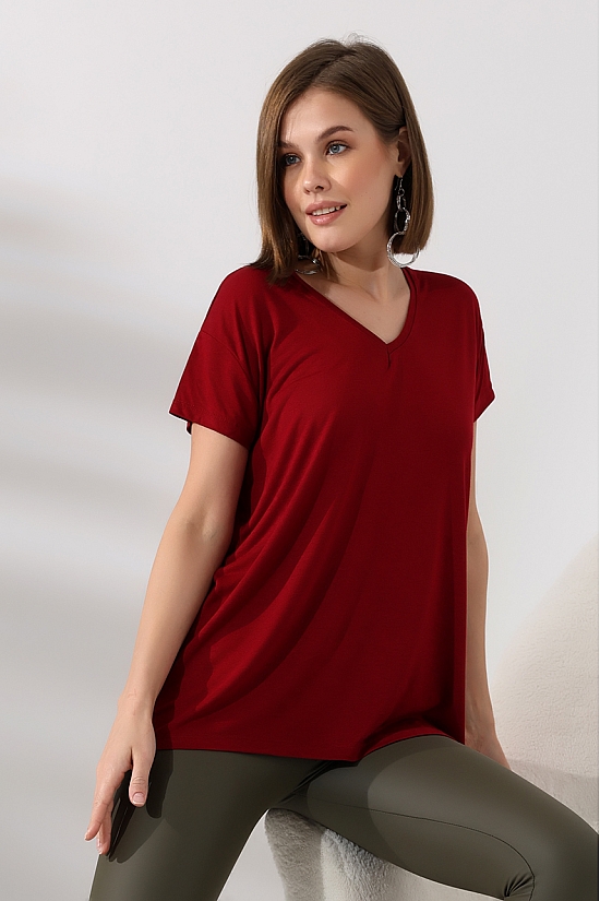 19410 KADIN KISA KOL SALAŞ V YAKA VSK TSHIRT