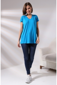 19410 KADIN KISA KOL SALAŞ V YAKA VSK TSHIRT