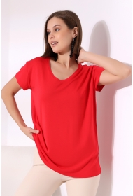 19410 KADIN KISA KOL SALAŞ V YAKA VSK TSHIRT