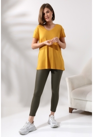 19410 KADIN KISA KOL SALAŞ V YAKA VSK TSHIRT