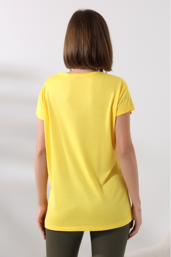 19410 KADIN KISA KOL SALAŞ V YAKA VSK TSHIRT