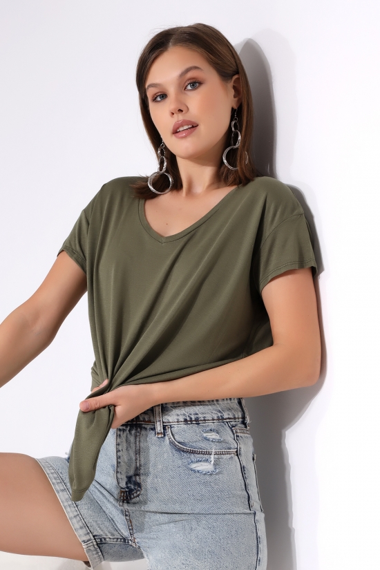 19410 BAYAN KISA KOL SALAŞ V YAKA VSK TSHIRT