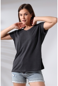 19410 KADIN KISA KOL SALAŞ V YAKA VSK TSHIRT