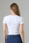 22109 KADIN FULL LYC RİB. KISA KOL GENİŞ BİYELİ GENİŞ V YAKA TSHIRT