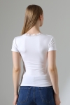 22268 KADIN V YAKASI DANTELLİ FULL LYC VORTVİSK KISA KOL BLUZ 