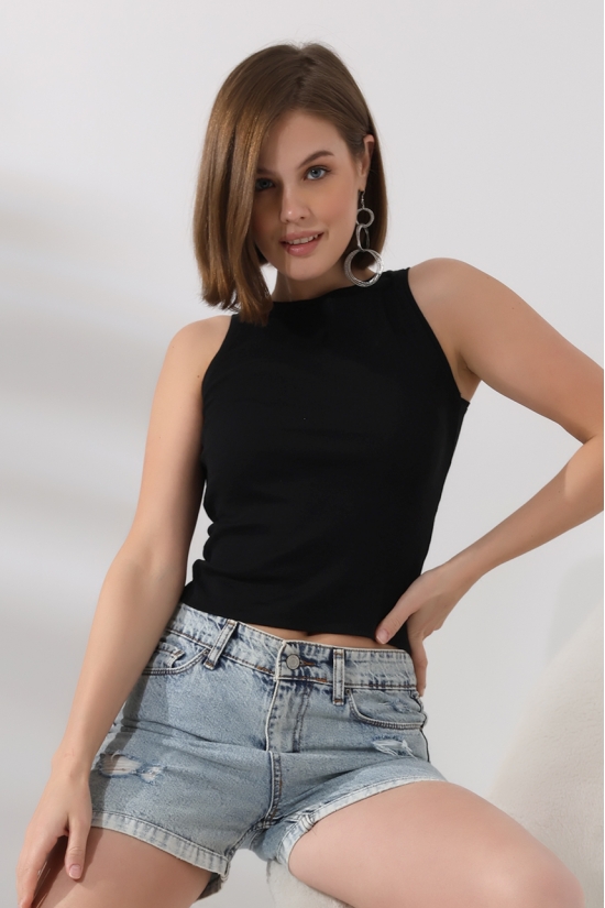 21561  BAYAN KOLSUZ LİKRASIZ RİB PAMUKLU KOLSUZ ATLET 