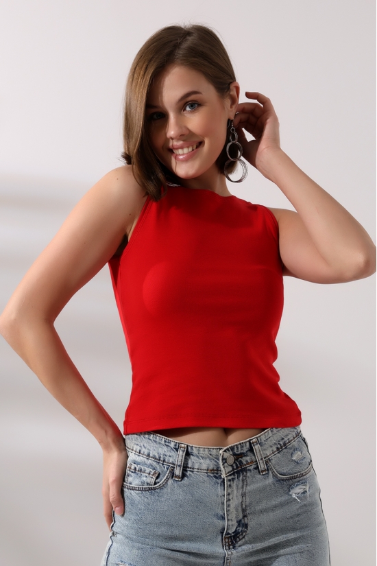 21561  BAYAN KOLSUZ LİKRASIZ RİB PAMUKLU KOLSUZ ATLET 