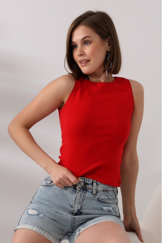 21561  BAYAN KOLSUZ LİKRASIZ RİB PAMUKLU KOLSUZ ATLET 