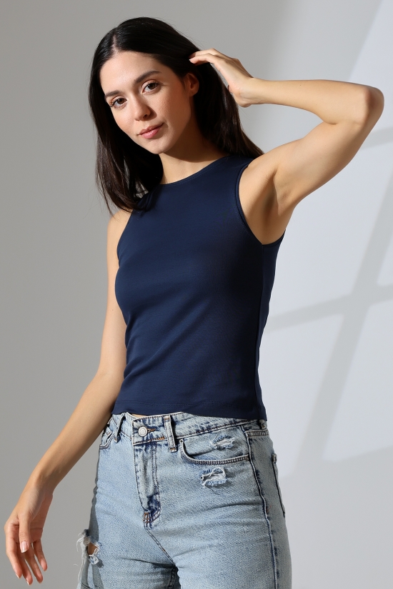 21561  BAYAN KOLSUZ LİKRASIZ RİB PAMUKLU KOLSUZ ATLET 