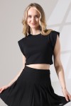 21670  KADIN KOLSUZ DİK OMUZ KOL EVİ İÇ KAPAK FULL LYC COM.PENYE RİBANA CROP TSHIRT