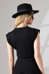 21670  KADIN KOLSUZ DİK OMUZ KOL EVİ İÇ KAPAK FULL LYC COM.PENYE RİBANA CROP TSHIRT