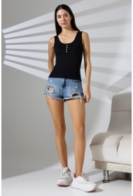 21881 KADIN LYC RİB KOMPAKT PENYE PATLI DÜĞMELİ ATLET 