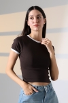 21832 KADIN FULL LYC PENYE KOMPAKT RİB.YAKA VE KOLAĞZI GARNİLİ BİSİKLET YAKA TSHIRT