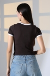 21832 KADIN FULL LYC PENYE KOMPAKT RİB.YAKA VE KOLAĞZI GARNİLİ BİSİKLET YAKA TSHIRT