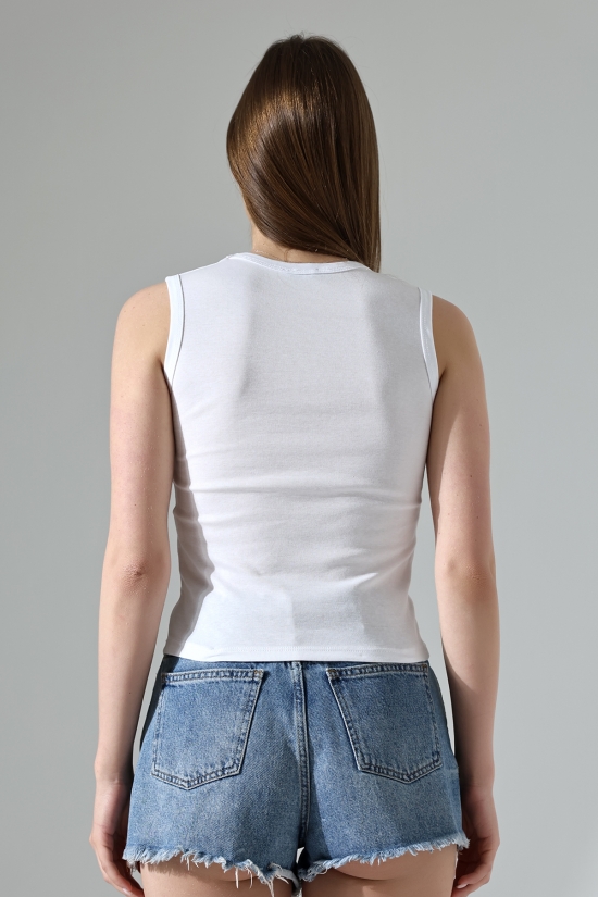 21899  KADIN DERİN V YAKA KOLSUZ LİKRASIZ RİB ATLET 