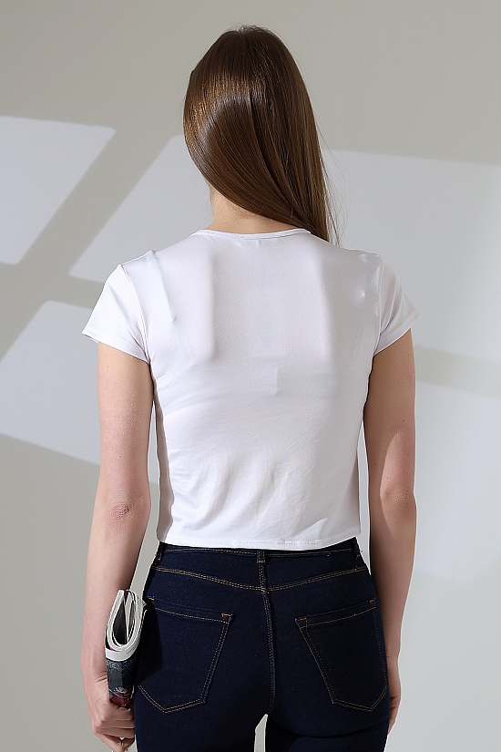 21974 KADIN  FULL LYC MİKRO  BİSİKLET YAKA TSHIRT