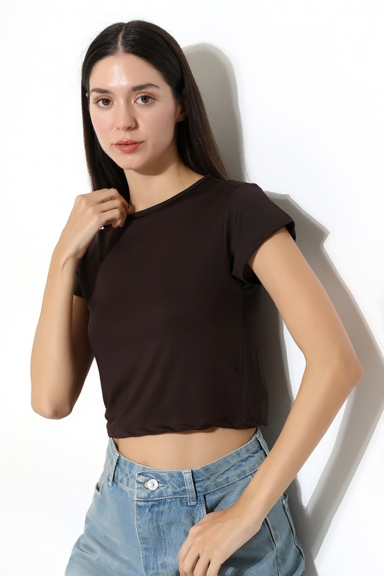 21974 KADIN  FULL LYC MİKRO  BİSİKLET YAKA TSHIRT