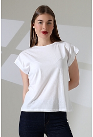 21979 KADIN BİSİKLET YAKA KOL EVİ PARÇALI TSHIRT