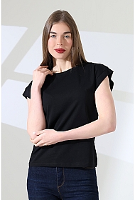 21979 KADIN BİSİKLET YAKA KOL EVİ PARÇALI TSHIRT