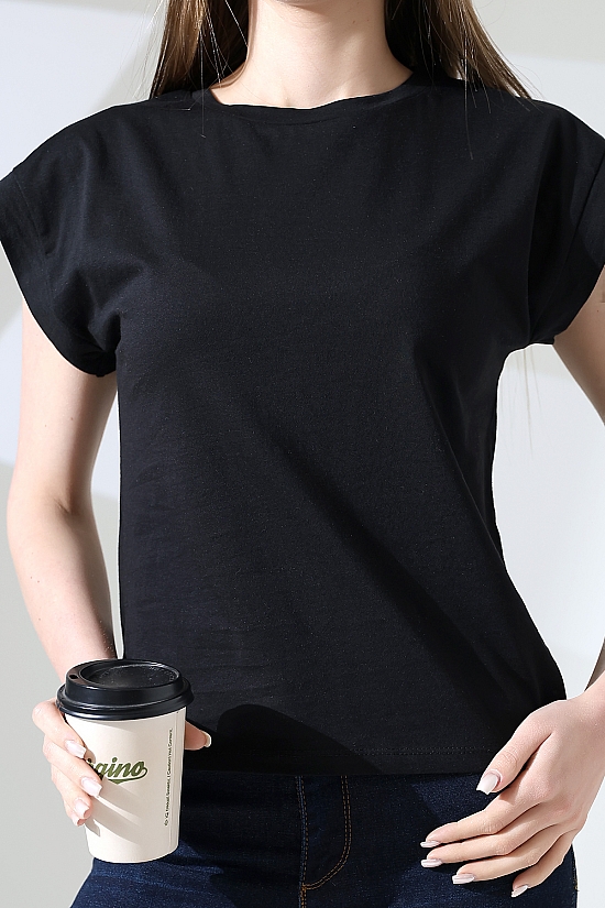 21979 KADIN BİSİKLET YAKA KOL EVİ PARÇALI TSHIRT