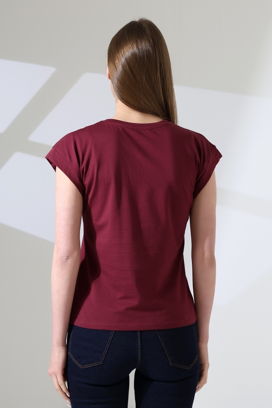 21979 KADIN BİSİKLET YAKA KOL EVİ PARÇALI TSHIRT