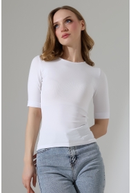 22094 KADIN FULL LYC RİB FAKİR KOLU KATL.BİSİKLET YAKA TSHIRT 