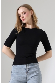 22094 KADIN FULL LYC RİB FAKİR KOLU KATL.BİSİKLET YAKA TSHIRT 