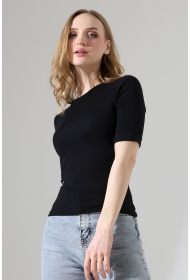 22094 KADIN FULL LYC RİB FAKİR KOLU KATL.BİSİKLET YAKA TSHIRT 
