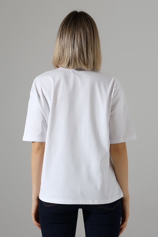 22120 KADIN 24/1 PENYE KOMPAKT GENİŞ SALAŞ KISA KOL TSHIRT