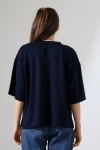22286 KADIN YARIM KOL OVERSİZE YANLARI YIRTMAÇLI BİSİKLET YAKA DOUBLEFACE YUMUŞAK DOKU TSHIRT 