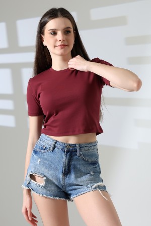 21560 KADIN PENYE COMP LİKRASIZ RİB PAMUKLU BİSİKLET YAKA CROP TSHIRT 21560 KADIN PENYE COMP LİKRASIZ RİB PAMUKLU BİSİKLET YAKA CROP TSHIRT